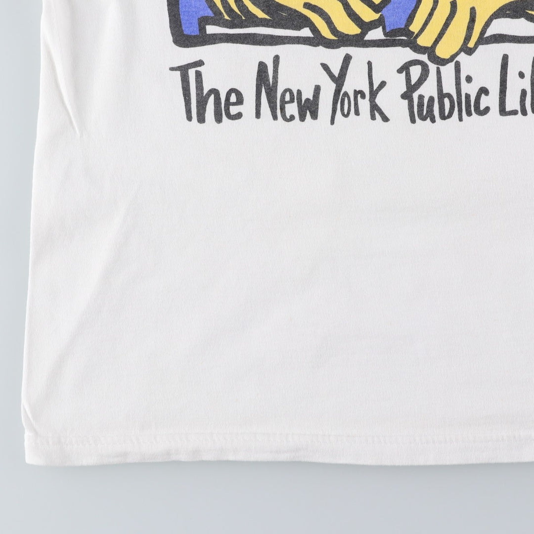 2000'S Fruit of the Loom THE NEW YORK PUBLIC LIBRARY New York Public Library Print T-Shirt (Men's Size M) cotton white type Vintage Second Hand