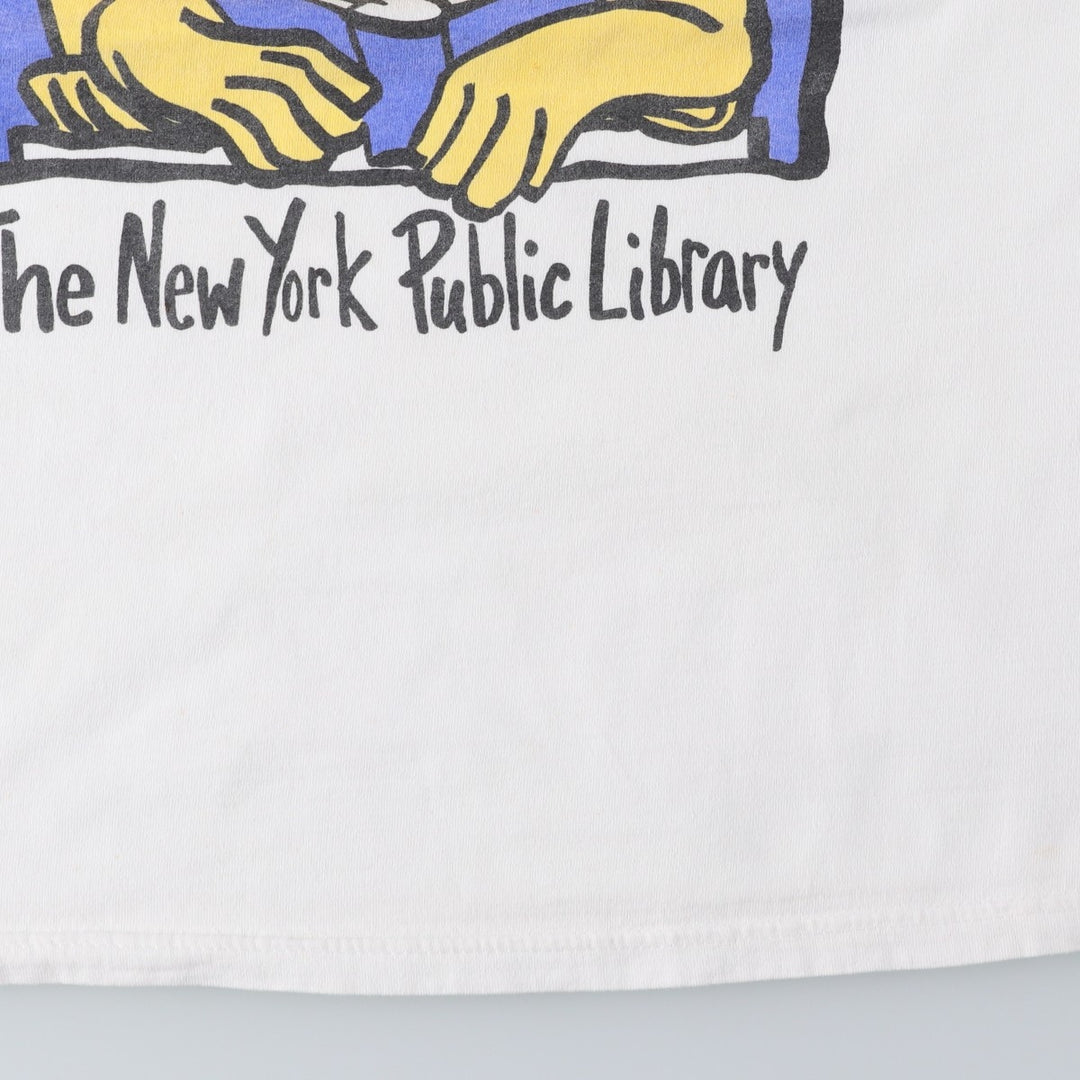 2000'S Fruit of the Loom THE NEW YORK PUBLIC LIBRARY New York Public Library Print T-Shirt (Men's Size M) cotton white type Vintage Second Hand