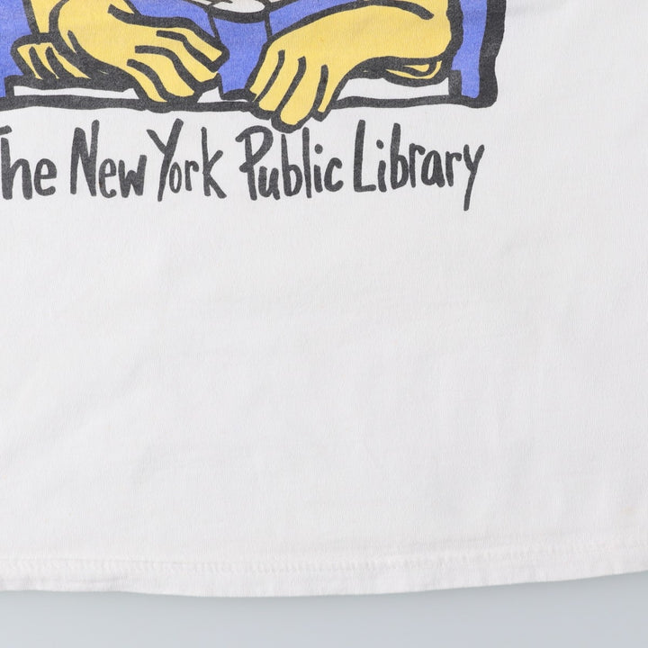 2000'S Fruit of the Loom THE NEW YORK PUBLIC LIBRARY New York Public Library Print T-Shirt (Men's Size M) cotton white type Vintage Second Hand
