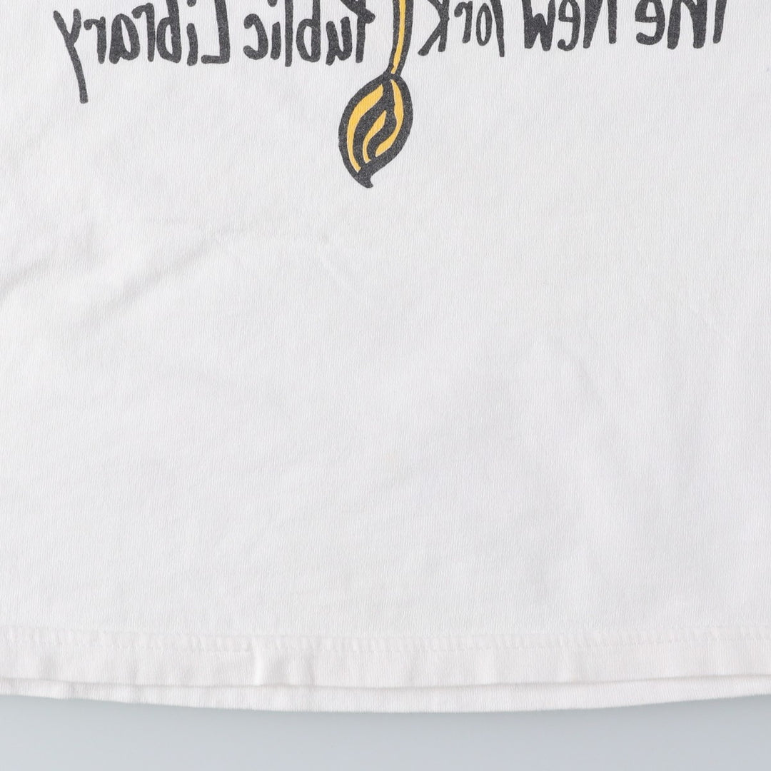 2000'S Fruit of the Loom THE NEW YORK PUBLIC LIBRARY New York Public Library Print T-Shirt (Men's Size M) cotton white type Vintage Second Hand