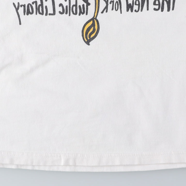 2000'S Fruit of the Loom THE NEW YORK PUBLIC LIBRARY New York Public Library Print T-Shirt (Men's Size M) cotton white type Vintage Second Hand