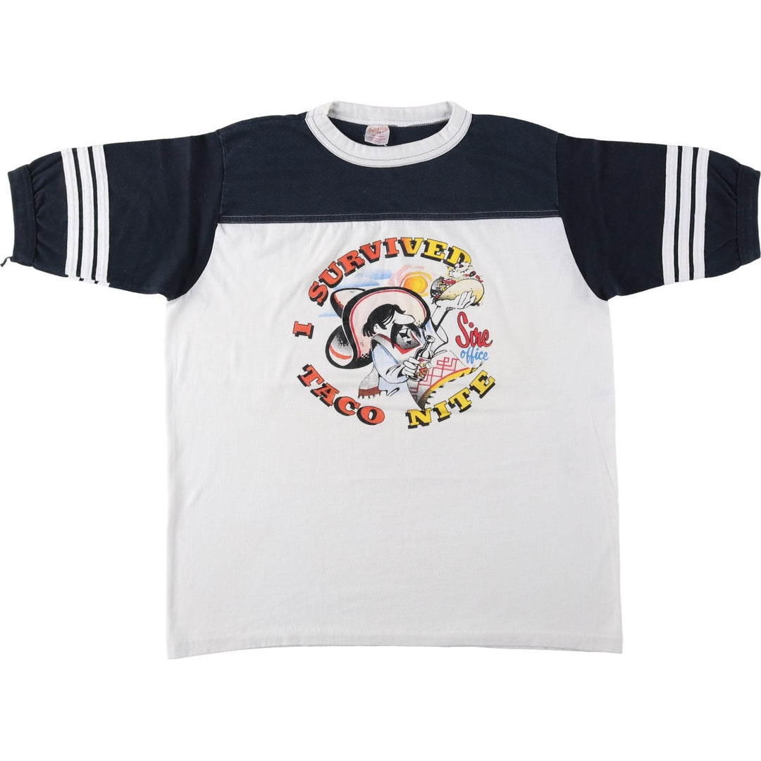 ~1980'S California Casuals Football T-Shirt, Made in USA, Men's Size L (Equivalent), Vintage polyester white type Vintage Second Hand