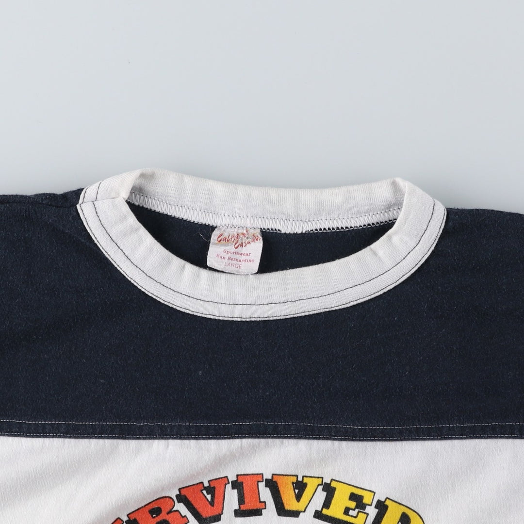~1980'S California Casuals Football T-Shirt, Made in USA, Men's Size L (Equivalent), Vintage polyester white type Vintage Second Hand