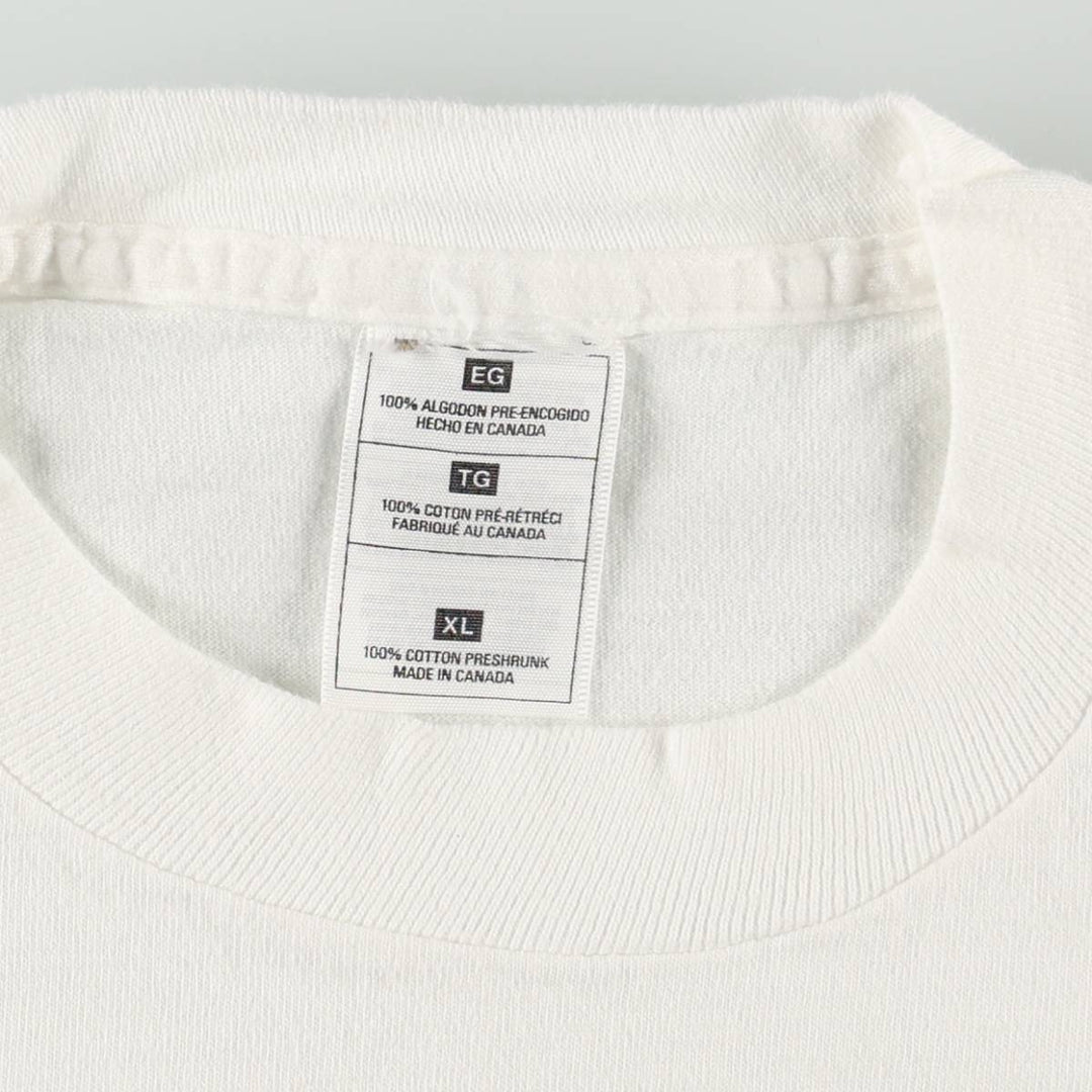 90'S message print t-shirt, made in Canada, men's size XL equivalent, vintage. cotton white type Vintage Second Hand