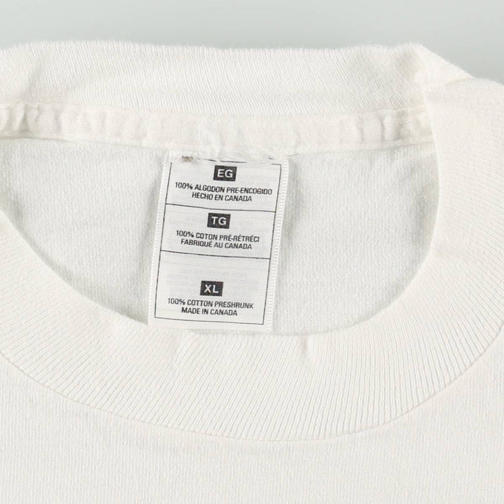 90'S message print t-shirt, made in Canada, men's size XL equivalent, vintage. cotton white type Vintage Second Hand