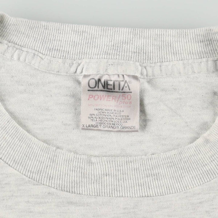 90'S ONEITA Message Print T-Shirt Men's XL Vintage cotton gray type Vintage Second Hand