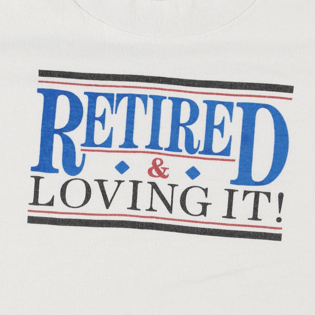 90'S message print T-shirt, men's size XL equivalent, vintage. unclear white type Vintage Second Hand
