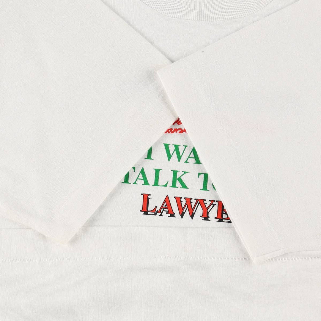 90'S Fruit of the Loom Message Print T-Shirt Made in USA Men's L Size Vintage cotton white type Vintage Second Hand