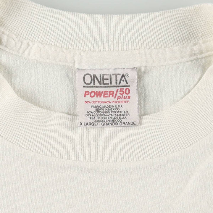 90'S ONEITA Message Print T-Shirt Men's XL Vintage cotton white type Vintage Second Hand