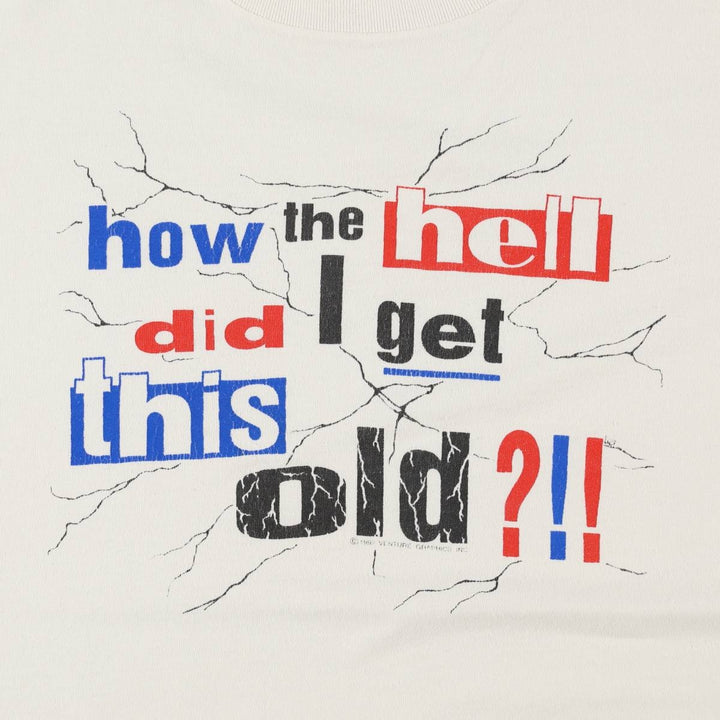 90'S ONEITA Message Print T-Shirt Men's XL Vintage cotton white type Vintage Second Hand