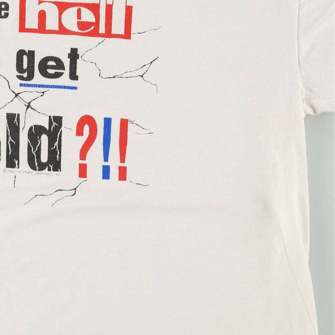 90'S ONEITA Message Print T-Shirt Men's XL Vintage cotton white type Vintage Second Hand