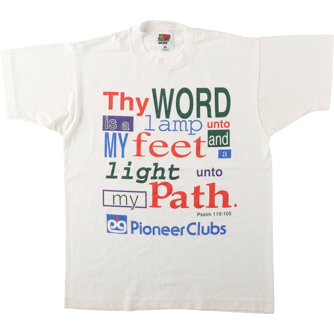 90'S Fruit of the Loom Message Print T-Shirt Made in USA Men's Medium Vintage cotton white type Vintage Second Hand