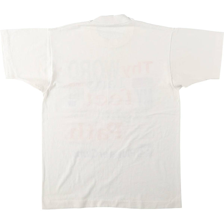 90'S Fruit of the Loom Message Print T-Shirt Made in USA Men's Medium Vintage cotton white type Vintage Second Hand