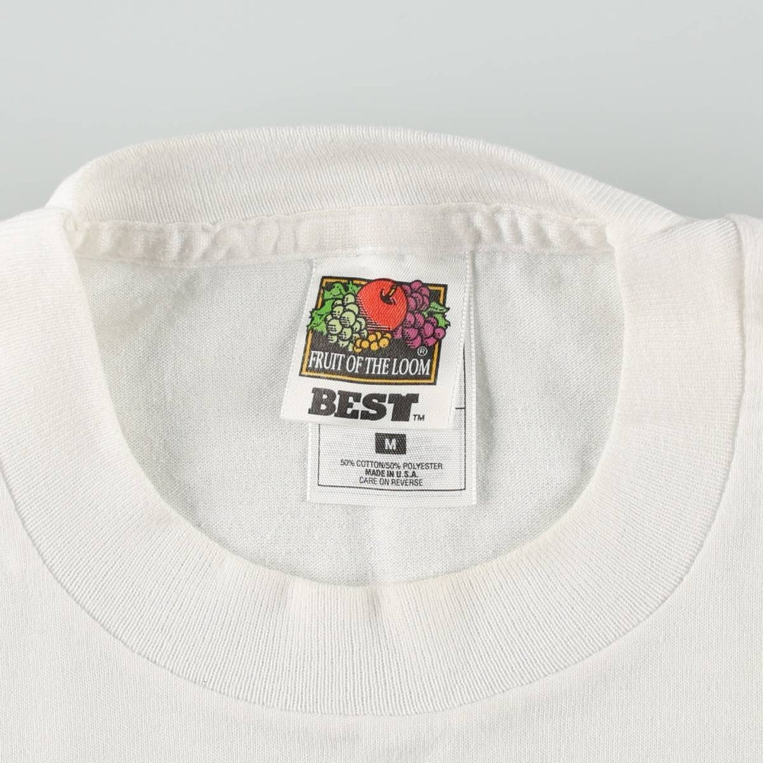 90'S Fruit of the Loom Message Print T-Shirt Made in USA Men's Medium Vintage cotton white type Vintage Second Hand