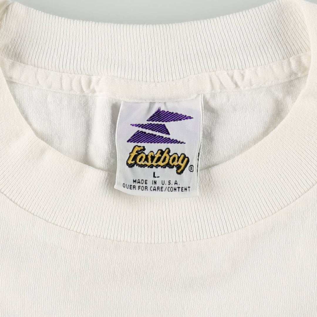 90'S Eastbay Peace Sign Art T-Shirt, Made in USA, Men's Size L (Equivalent), Vintage cotton pale white type Vintage Second Hand