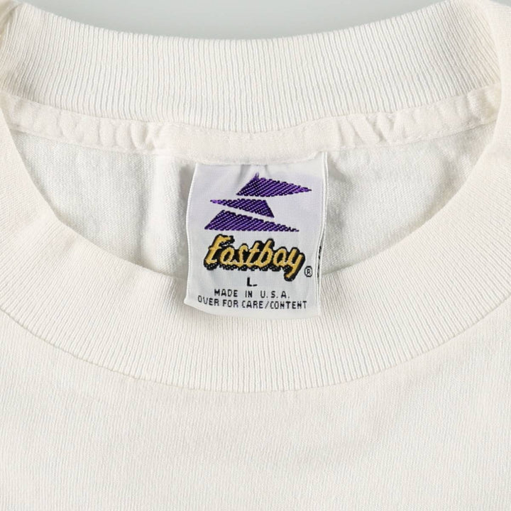 90'S Eastbay Peace Sign Art T-Shirt, Made in USA, Men's Size L (Equivalent), Vintage cotton pale white type Vintage Second Hand