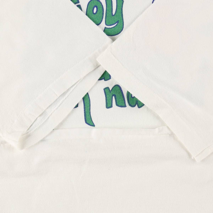 90'S Hanes BEEFY-T Message Print T-Shirt, Made in USA, Men's XXL equivalent, Vintage cotton white type Vintage Second Hand
