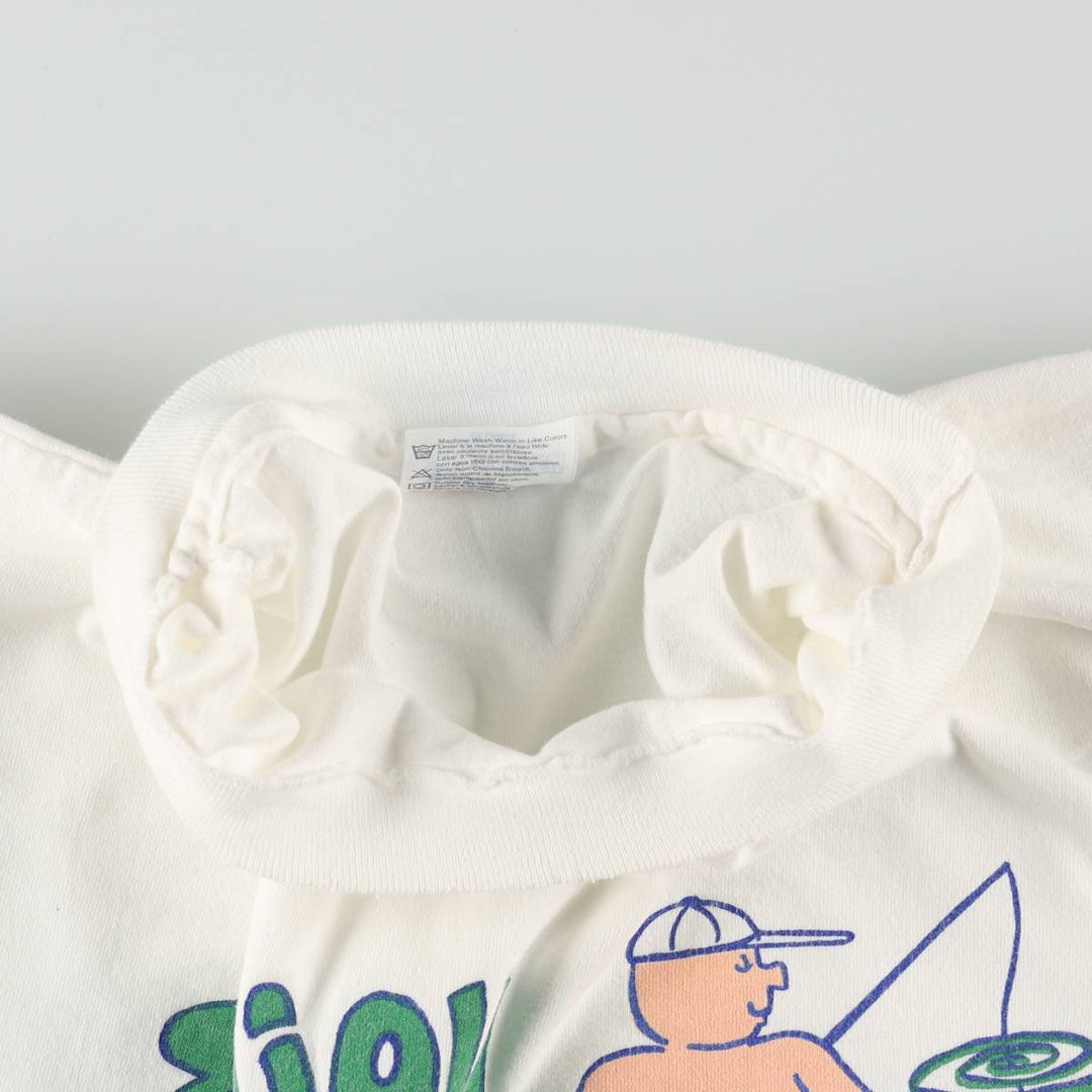 90'S Hanes BEEFY-T Message Print T-Shirt, Made in USA, Men's XXL equivalent, Vintage cotton white type Vintage Second Hand