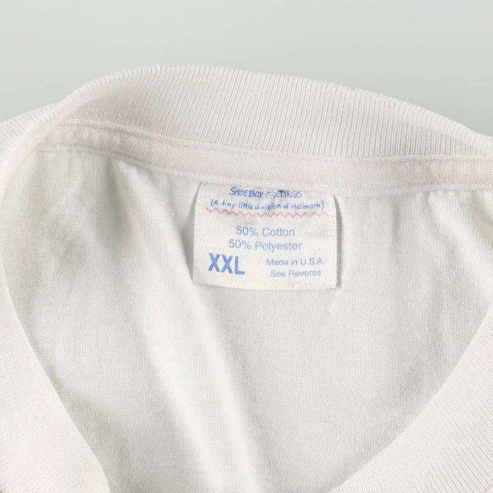 90'S SHOEBOX GREETINGS Message Print T-Shirt, Made in USA, Men's XXL equivalent, Vintage cotton white type Vintage Second Hand
