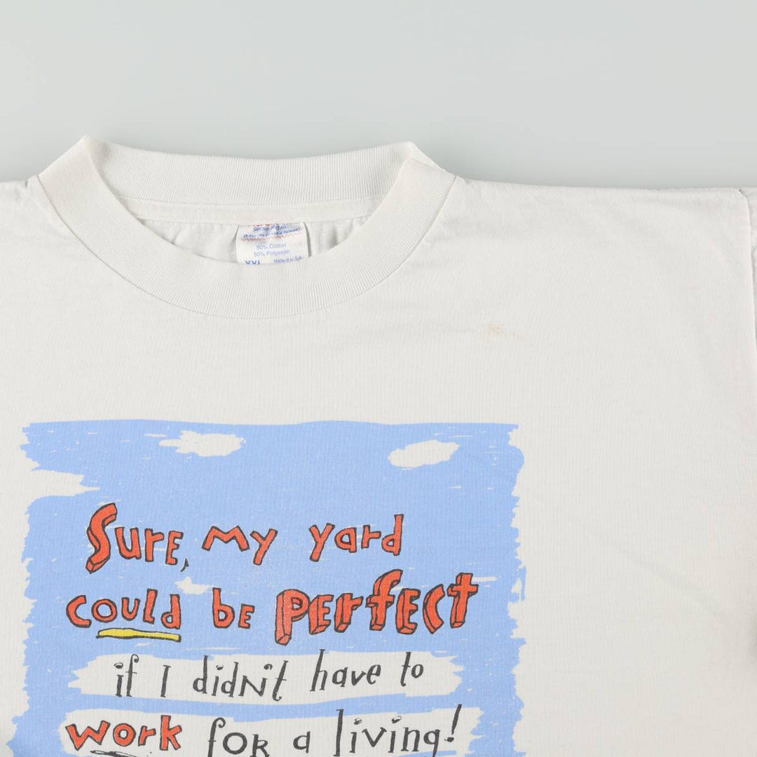 90'S SHOEBOX GREETINGS Message Print T-Shirt, Made in USA, Men's XXL equivalent, Vintage cotton white type Vintage Second Hand