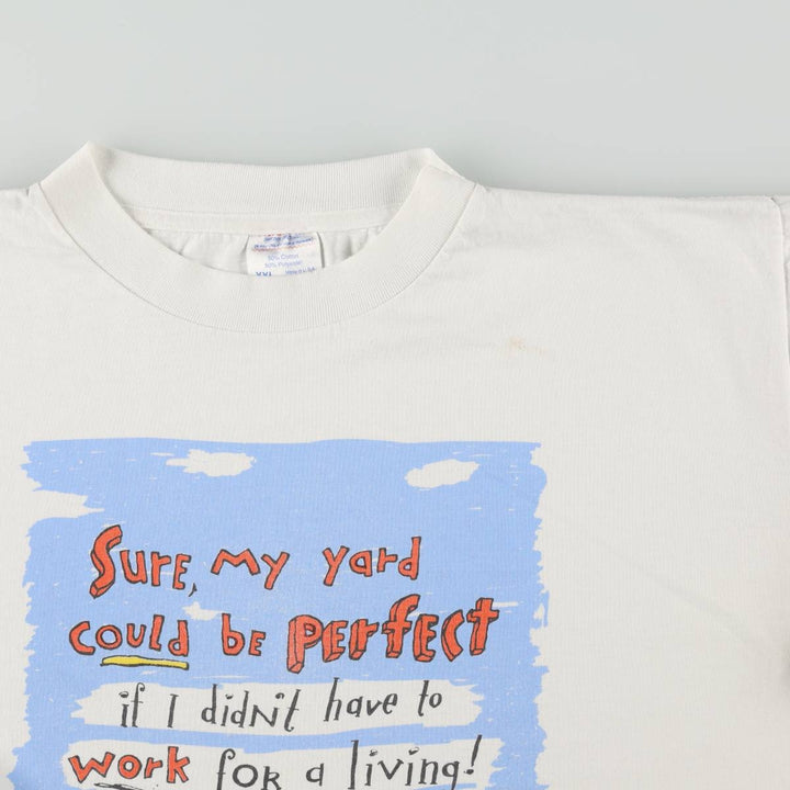 90'S SHOEBOX GREETINGS Message Print T-Shirt, Made in USA, Men's XXL equivalent, Vintage cotton white type Vintage Second Hand
