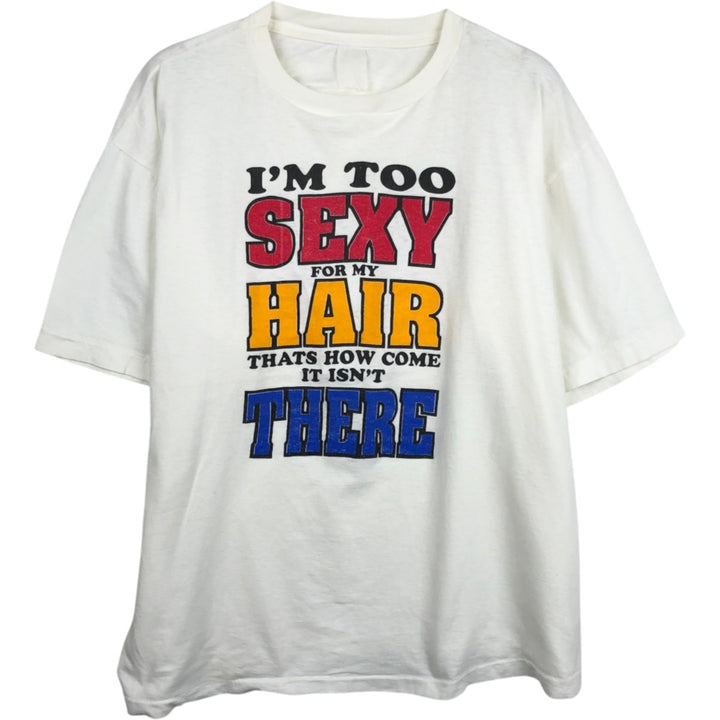 90'S message print T-shirt, men's size XL equivalent, vintage. unclear white type Vintage Second Hand