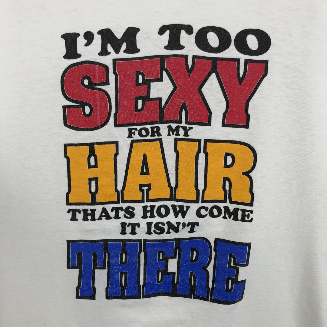 90'S message print T-shirt, men's size XL equivalent, vintage. unclear white type Vintage Second Hand