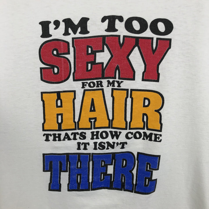 90'S message print T-shirt, men's size XL equivalent, vintage. unclear white type Vintage Second Hand
