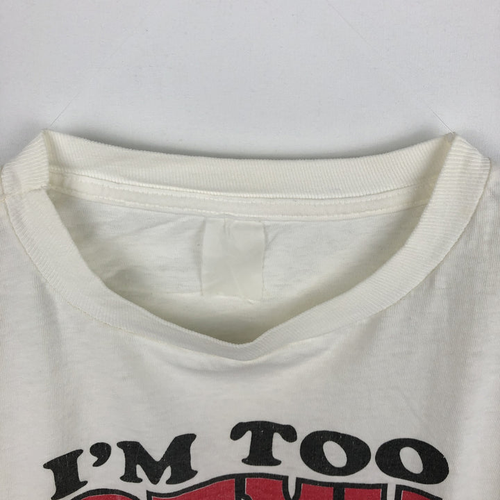 90'S message print T-shirt, men's size XL equivalent, vintage. unclear white type Vintage Second Hand