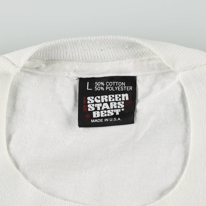 90'S SCREEN STARS Message Print T-Shirt Made in USA Men's L Size Vintage cotton white type Vintage Second Hand