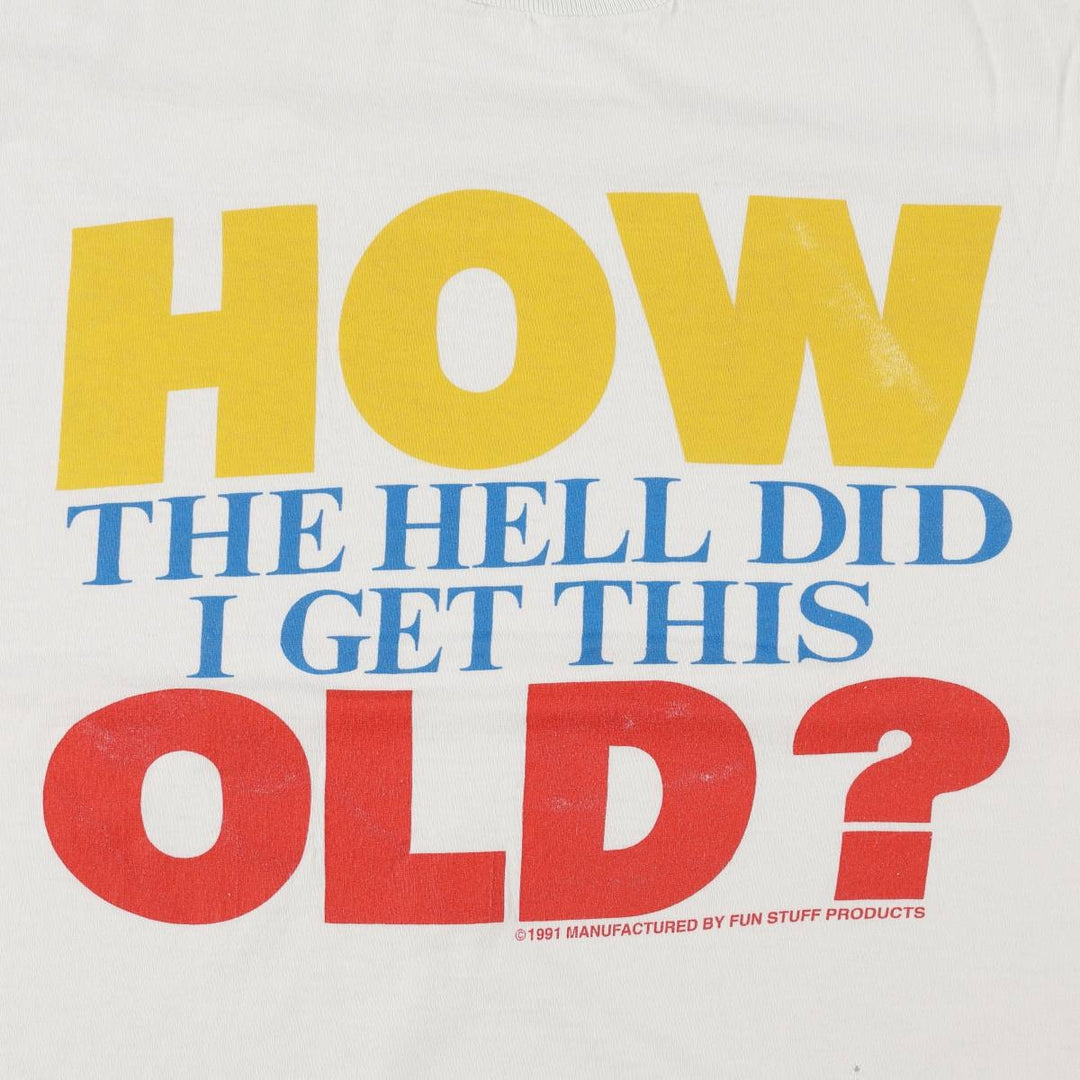 90'S SCREEN STARS Message Print T-Shirt Made in USA Men's L Size Vintage cotton white type Vintage Second Hand