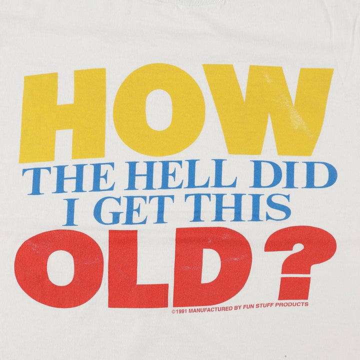 90'S SCREEN STARS Message Print T-Shirt Made in USA Men's L Size Vintage cotton white type Vintage Second Hand