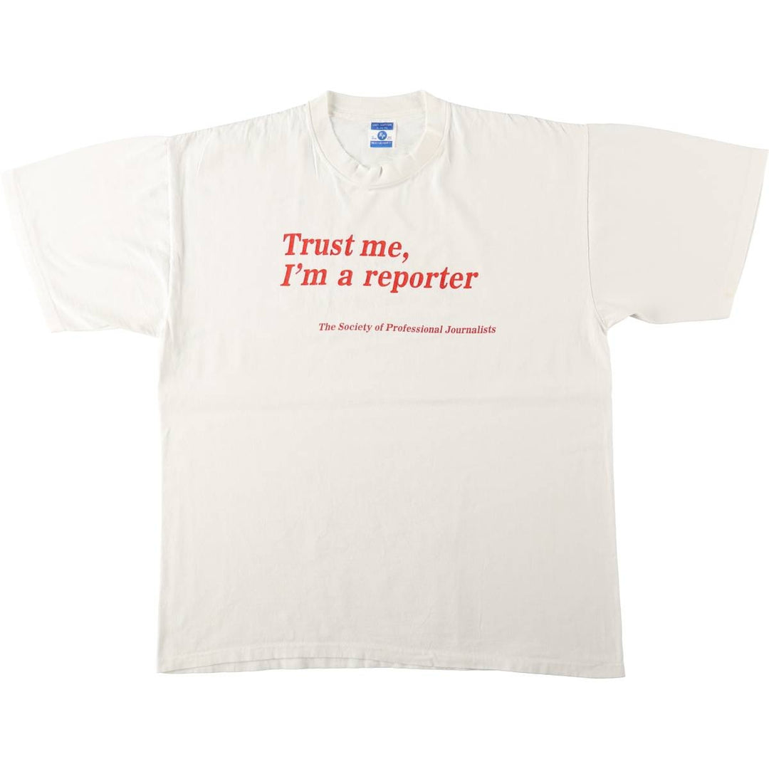 ~90'S RP Message Print T-Shirt, Made in USA, Men's XL equivalent, Vintage cotton white type Vintage Second Hand