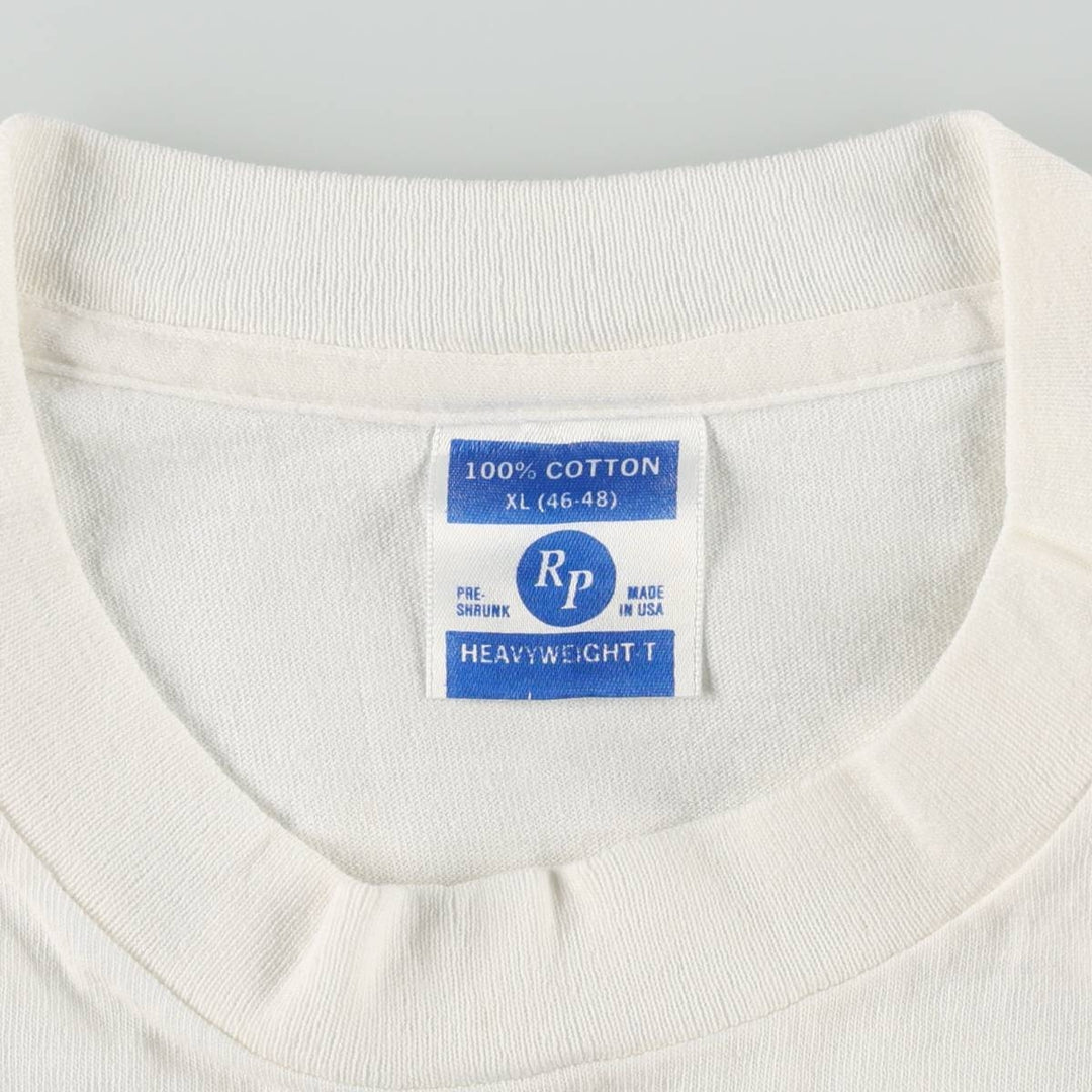 ~90'S RP Message Print T-Shirt, Made in USA, Men's XL equivalent, Vintage cotton white type Vintage Second Hand
