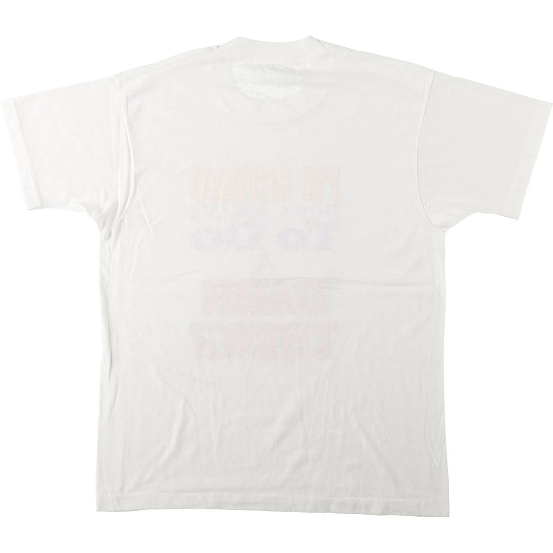 90'S message print T-shirt, men's size M equivalent, vintage. unclear black type Vintage Second Hand