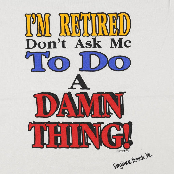 90'S message print T-shirt, men's size M equivalent, vintage. unclear black type Vintage Second Hand