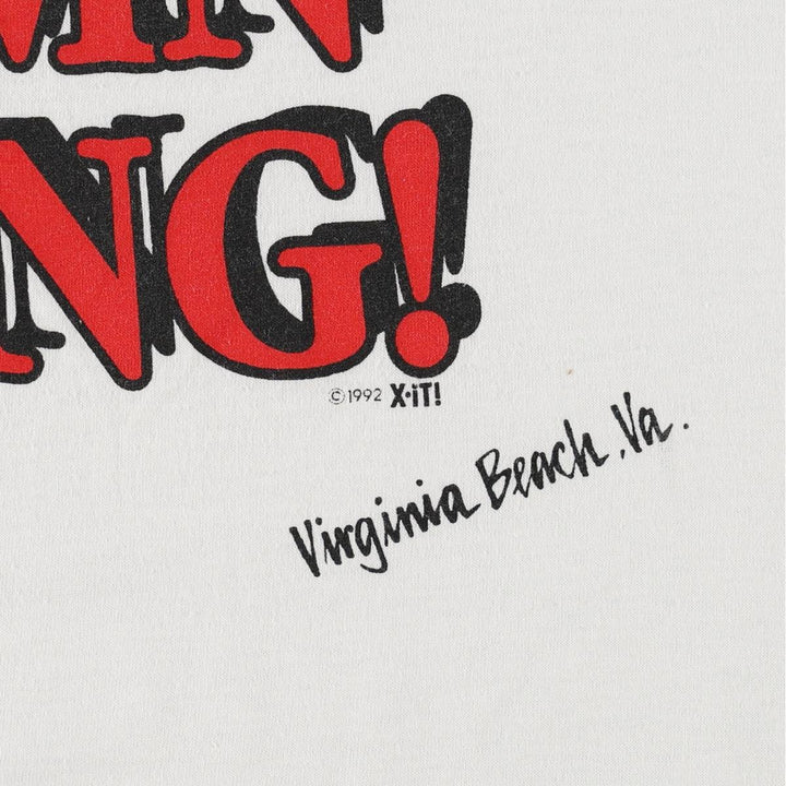 90'S message print T-shirt, men's size M equivalent, vintage. unclear black type Vintage Second Hand