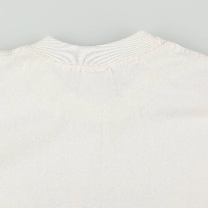 90'S Center Star Message Print T-Shirt, Made in USA, Men's Size L (Equivalent), Vintage polyester white type Vintage Second Hand