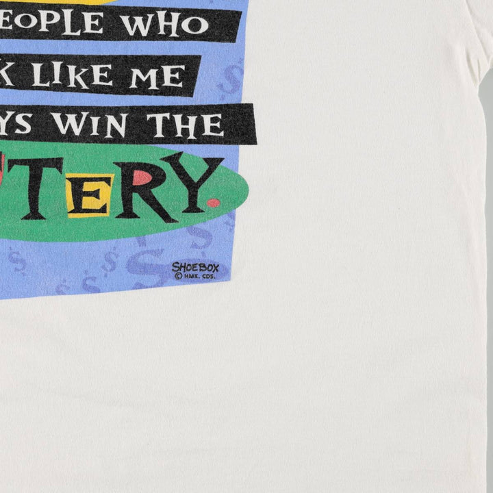 80s-90'S Jerzees Message Print T-Shirt, Made in USA, Men's XL (approx.), Vintage cotton white type Vintage Second Hand