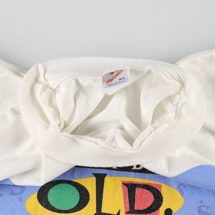 80s-90'S Jerzees Message Print T-Shirt, Made in USA, Men's XL (approx.), Vintage cotton white type Vintage Second Hand