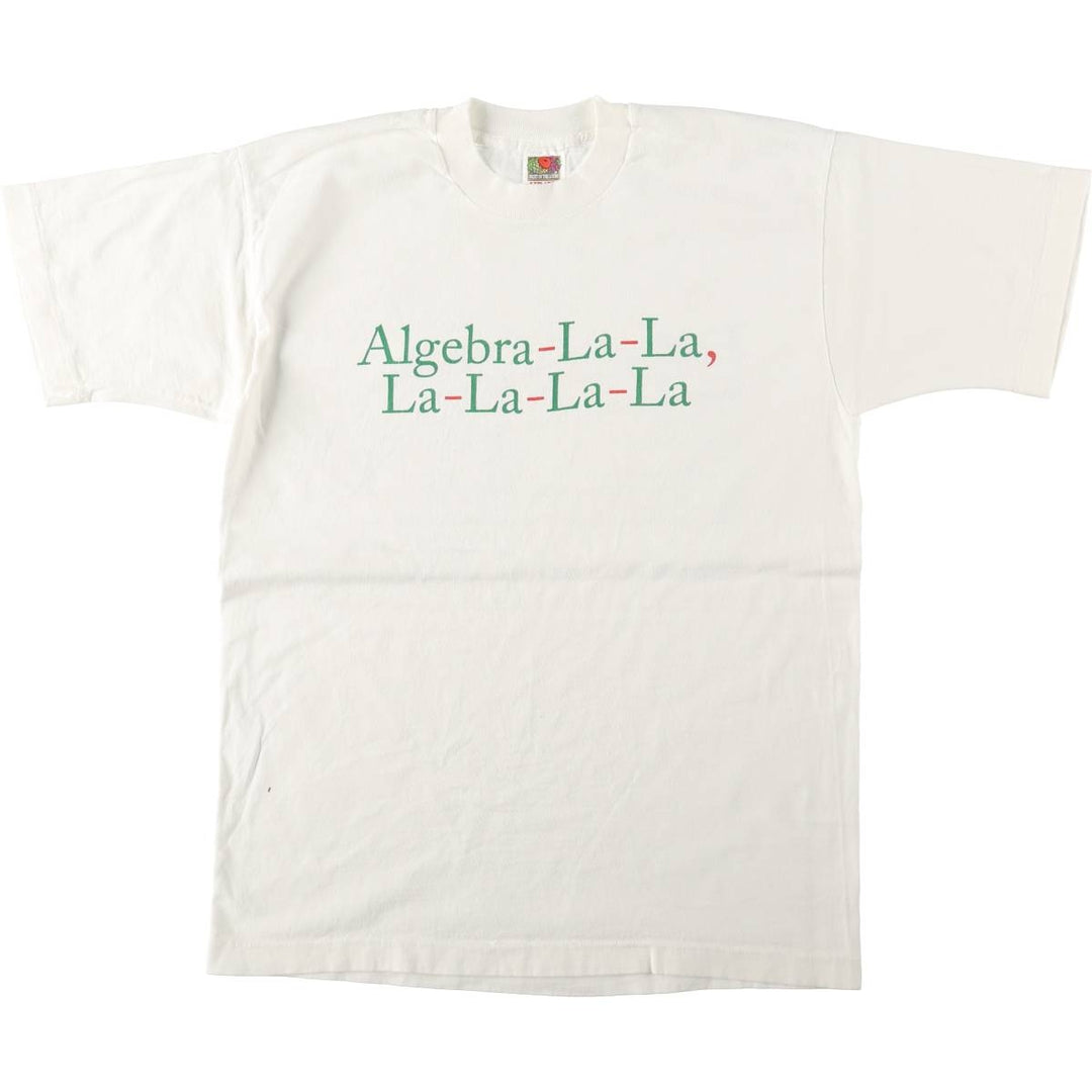90'S Fruit of the Loom Message Print T-Shirt, Men's Size L, Vintage cotton white type Vintage Second Hand