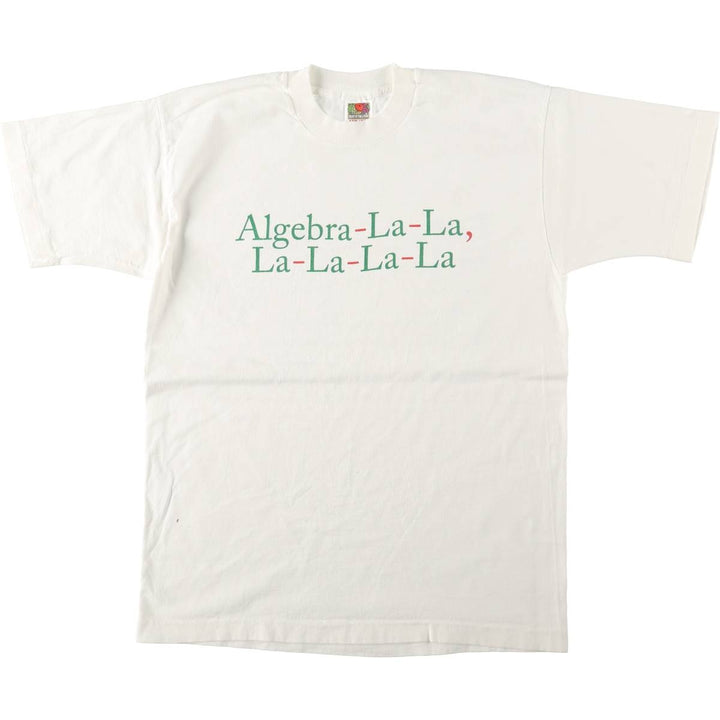 90'S Fruit of the Loom Message Print T-Shirt, Men's Size L, Vintage cotton white type Vintage Second Hand