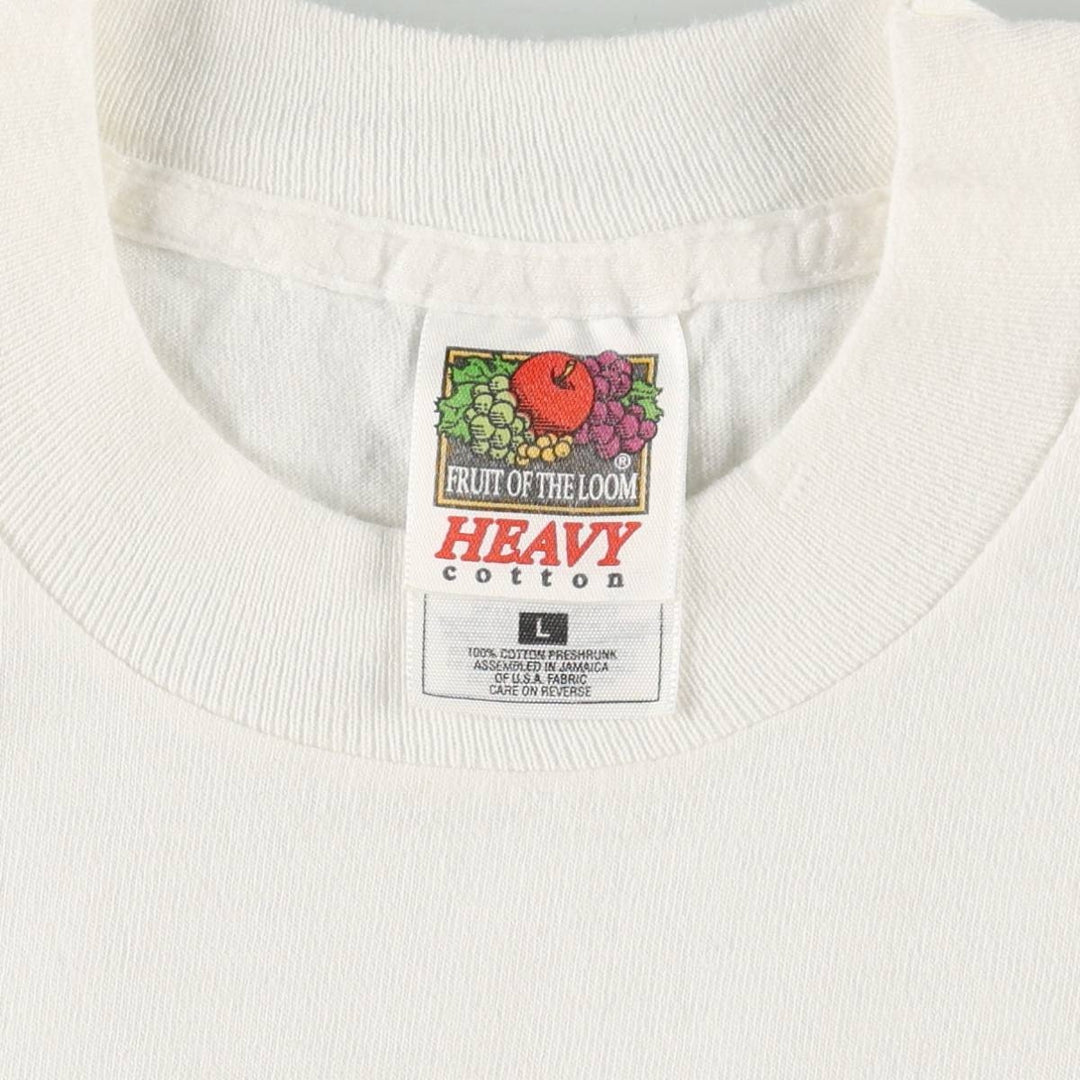 90'S Fruit of the Loom Message Print T-Shirt, Men's Size L, Vintage cotton white type Vintage Second Hand