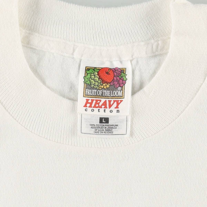 90'S Fruit of the Loom Message Print T-Shirt, Men's Size L, Vintage cotton white type Vintage Second Hand