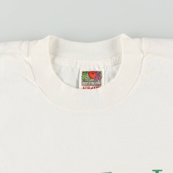 90'S Fruit of the Loom Message Print T-Shirt, Men's Size L, Vintage cotton white type Vintage Second Hand