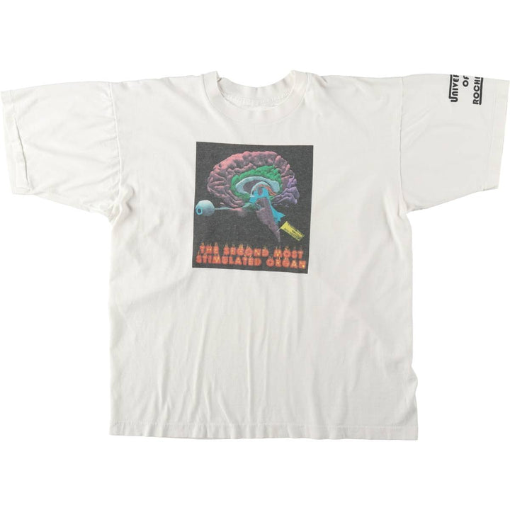 90'S Vintage Printed T-Shirt, Men's M Size unclear white type Vintage Second Hand