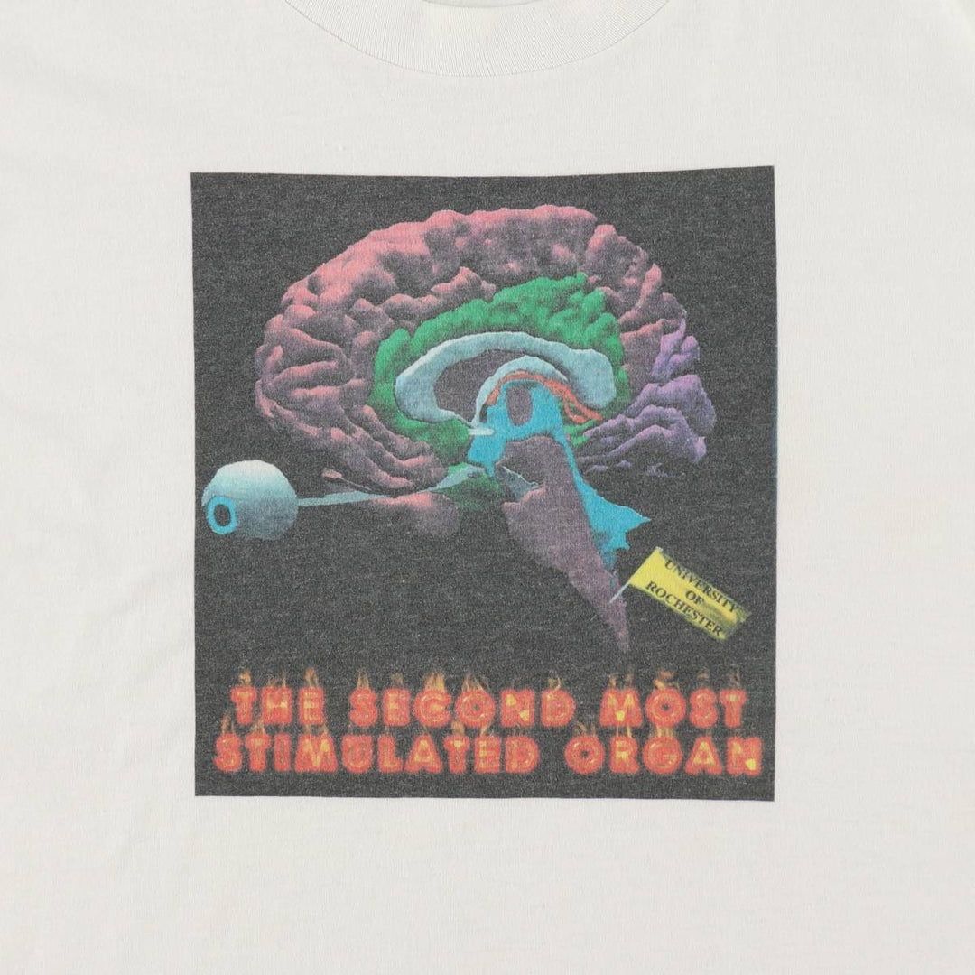 90'S Vintage Printed T-Shirt, Men's M Size unclear white type Vintage Second Hand