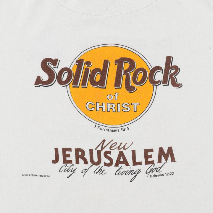 80'S Alore JESUS CHRIST Hard Rock Cafe Parody Print T-Shirt, Men's Size M (Equivalent), Vintage unclear white type Vintage Second Hand