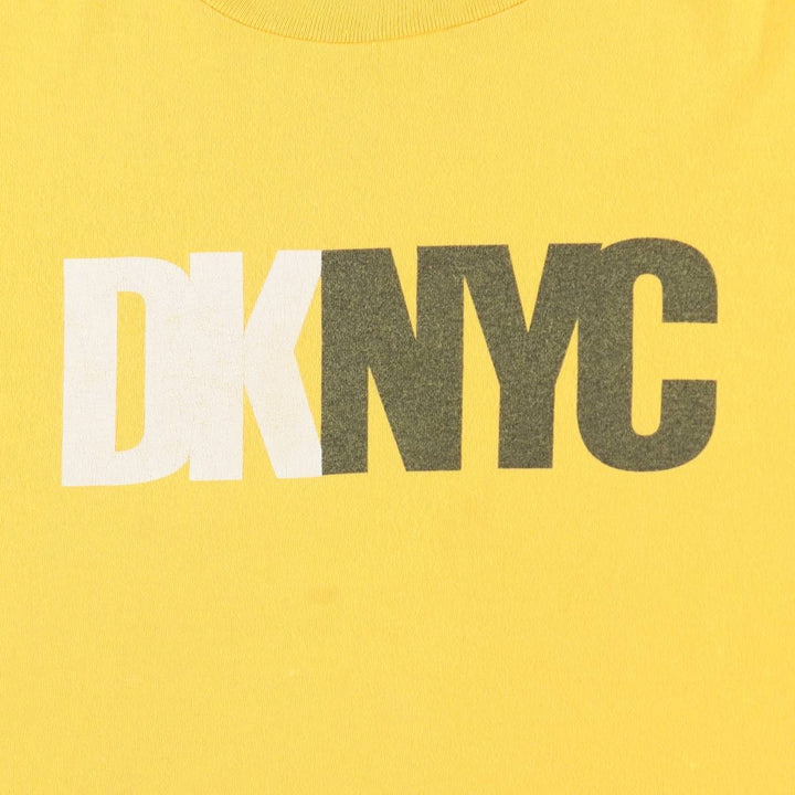90'S Donna Karan New York DKNY JEANS Short Sleeve Logo T-Shirt, Made in USA, Men's XL, Vintage cotton yellow type Vintage Second Hand
