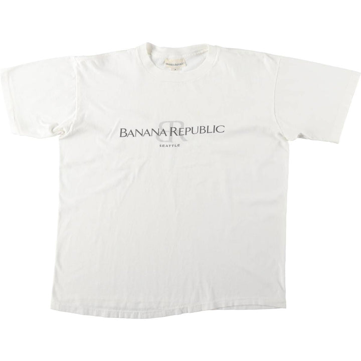 90'S Banana Republic parody short-sleeved logo t-shirt, made in USA, men's size M equivalent, vintage. cotton white type Vintage Second Hand